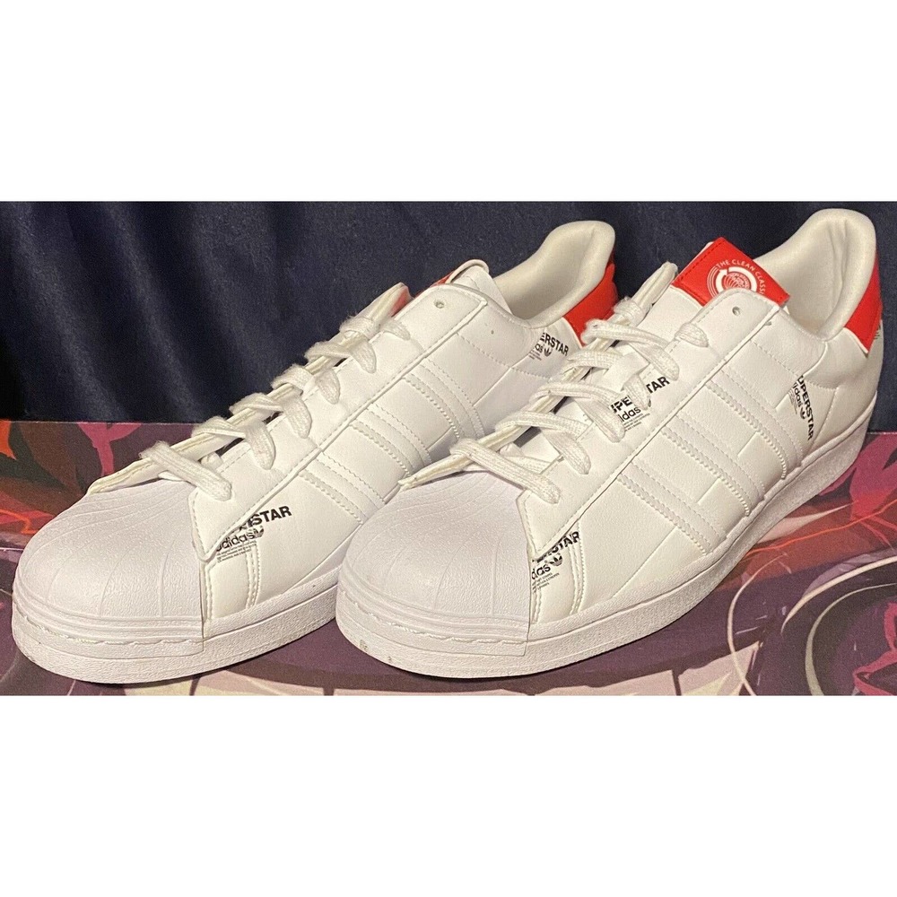 Adidas Originals Superstar White Red-Core Classic Shoe GV7672 Men's Size 13